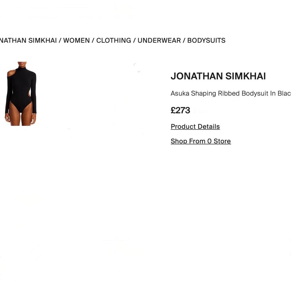 Jonathan Simkhai Black Ribbed Asuka Bodysuit Multiple Cutouts Sz XS - Picture 4 of 8